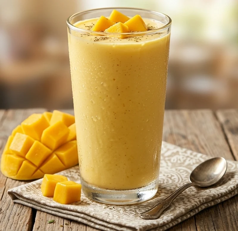 Mango lassi at Cafe Gulzar, desi café in south Edmonton